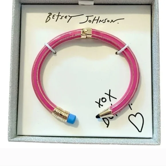 Betsey Johnson Hinged pencil bracelet Pink & Gold  New - Picture 3 of 8